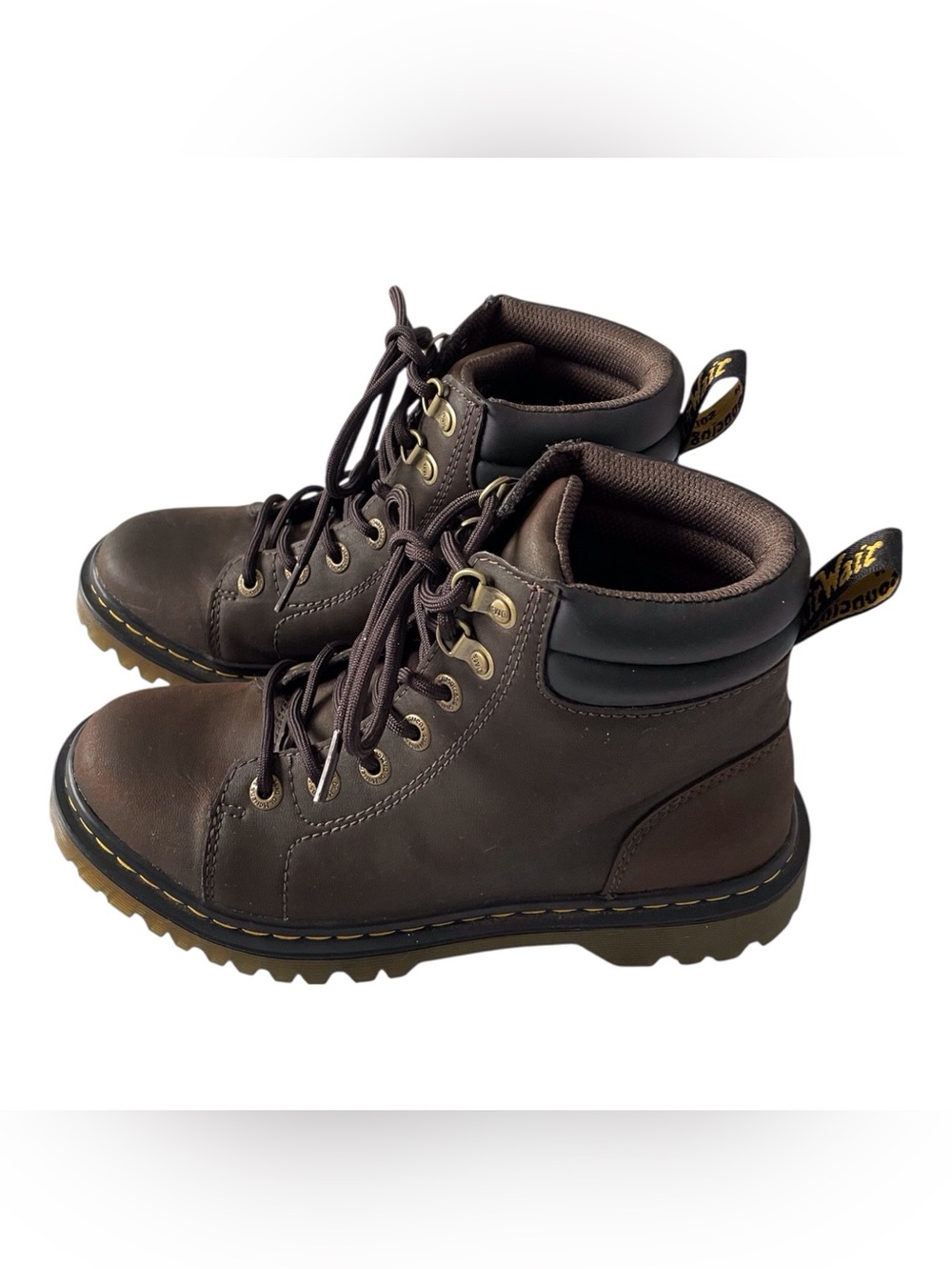 Dr.Martens FAORA Women's Brown Leather AirWait Combat Boots, 7 - Picture 2 of 11